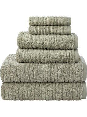 Sage 100% Cotton Luxury Bath Towel Set - Soft, Absorbent, 6-Piece Collection